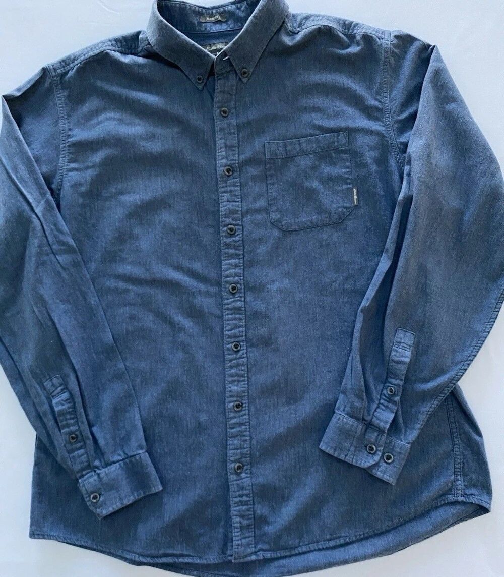 Eddie Bauer Men's TXL Classic Fit Blue Denim Long Sleeve Button Down Shirt - Picture 1 of 8